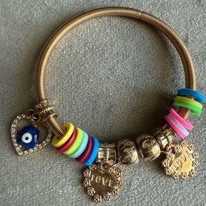 Colorful Charm Bracelet with Love Pendants